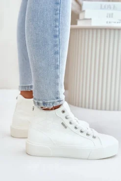 Ocieplane Trampki Damskie Z Przeszyciami Big Star OO274A479 Białe