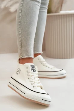 Ocieplane Trampki Damskie Na Platformie Eko Skórzane Big Star OO274061 Białe