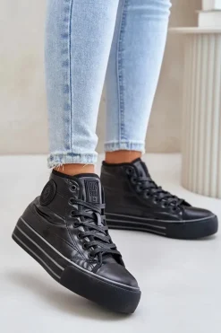 Ocieplane Trampki Damskie Na Platformie OO274A471 Czarne