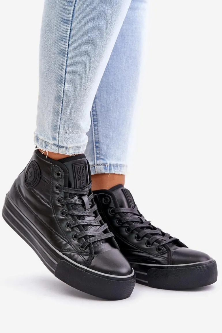 Ocieplane Trampki Damskie Na Platformie OO274A471 Czarne