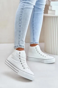Ocieplane Trampki Damskie Na Platformie OO274A473 Białe