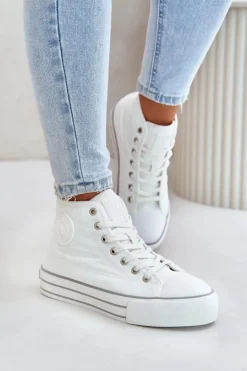 Ocieplane Trampki Damskie Na Platformie OO274A473 Białe