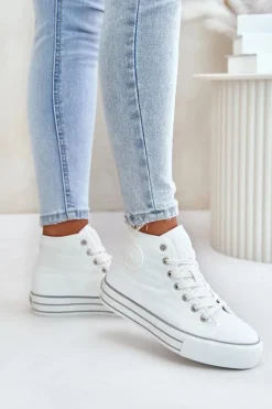 Ocieplane Trampki Damskie Na Platformie OO274A473 Białe