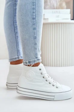 Ocieplane Trampki Damskie Na Platformie OO274A473 Białe