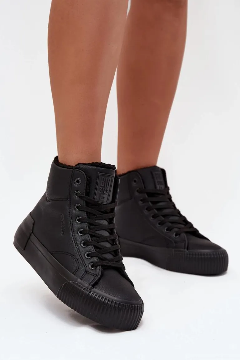 Ocieplane Trampki Damskie Na Platformie Big Star OO274796 Czarne