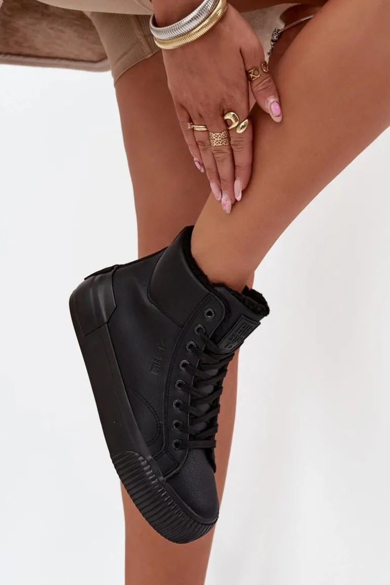 Ocieplane Trampki Damskie Na Platformie Big Star OO274796 Czarne