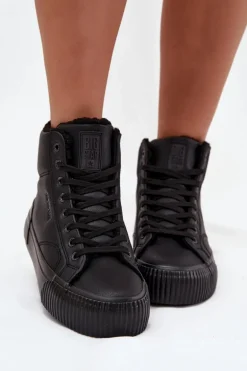 Ocieplane Trampki Damskie Na Platformie Big Star OO274796 Czarne