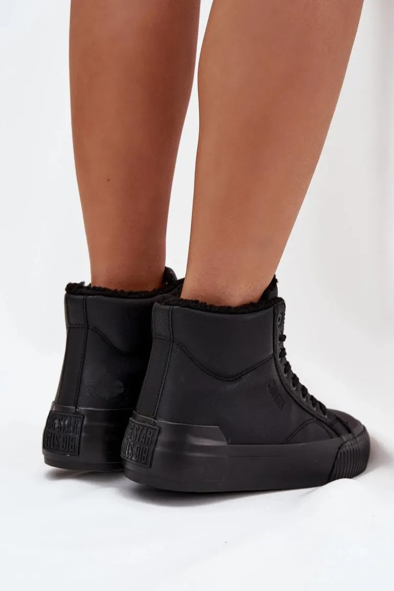 Ocieplane Trampki Damskie Na Platformie Big Star OO274796 Czarne