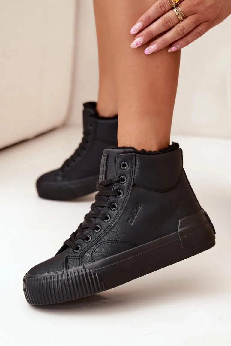 Ocieplane Trampki Damskie Na Platformie Big Star OO274796 Czarne