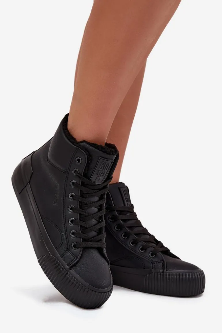 Ocieplane Trampki Damskie Na Platformie Big Star OO274796 Czarne