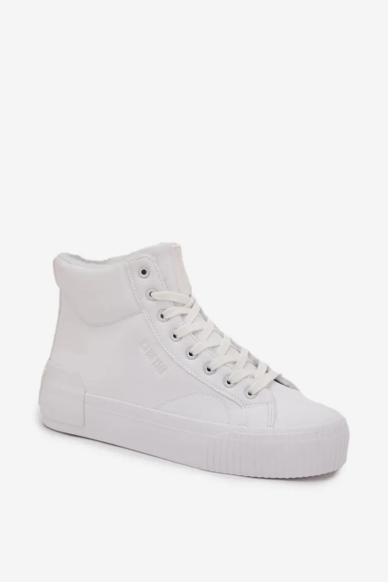 Ocieplane Trampki Damskie Na Platformie Big Star OO274794 Białe