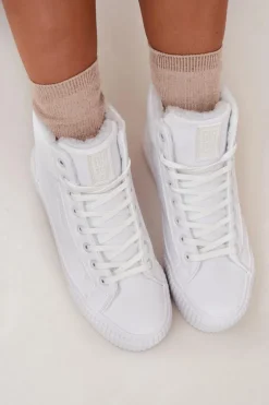 Ocieplane Trampki Damskie Na Platformie Big Star OO274794 Białe
