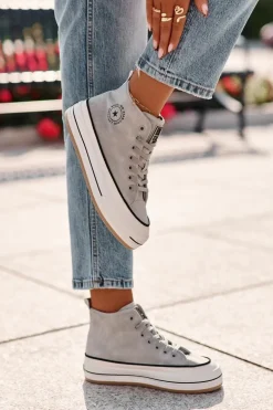 Ocieplane Trampki Damskie Na Platformie Eko Skórzane Big Star OO274069 Niebieskie