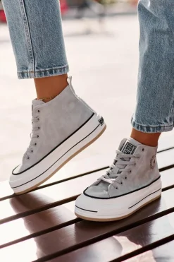 Ocieplane Trampki Damskie Na Platformie Eko Skórzane Big Star OO274069 Niebieskie