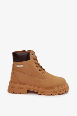 Ocieplane Trapery Damskie Na Zamek Camel Selinda