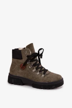 Ocieplane Trapery Damskie Na Platformie Ciemnozielone Zaraine