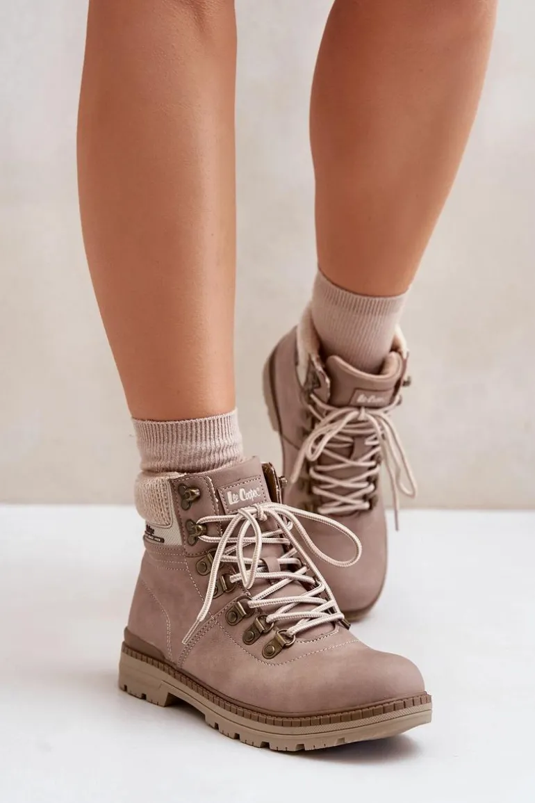 Ocieplane Trapery Damskie Lee Cooper LCJ-24-03-3042 Ciemnobeżowe