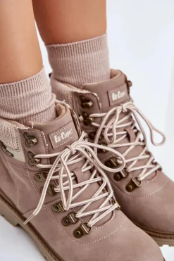 Ocieplane Trapery Damskie Lee Cooper LCJ-24-03-3042 Ciemnobeżowe