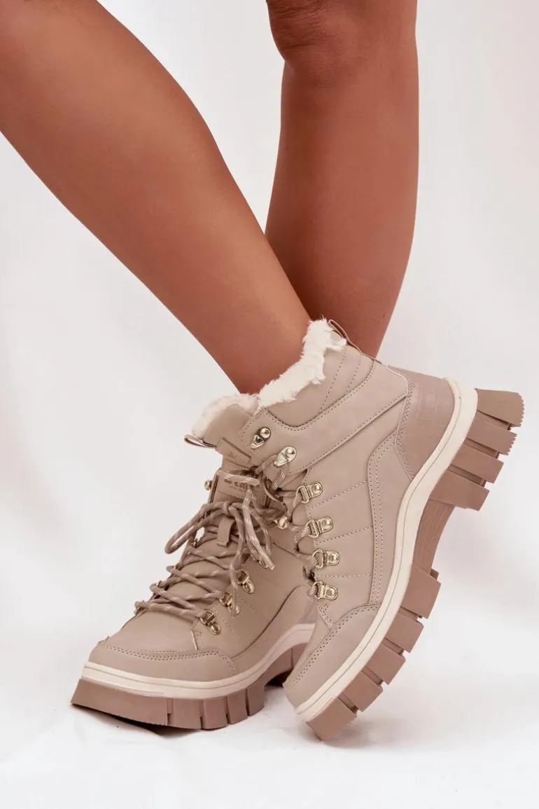 Ocieplane Trapery Damskie Lee Cooper LCJ-25-31-3910 Beżowe