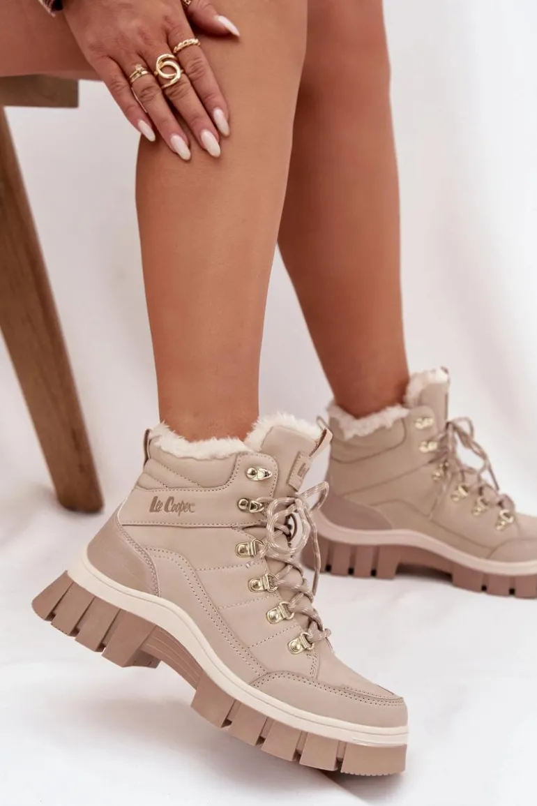 Ocieplane Trapery Damskie Lee Cooper LCJ-25-31-3910 Beżowe