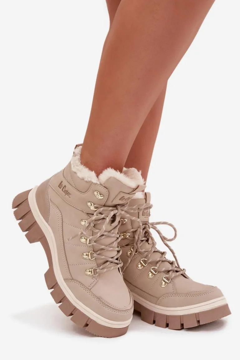 Ocieplane Trapery Damskie Lee Cooper LCJ-25-31-3910 Beżowe