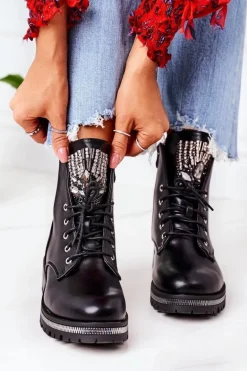 Ocieplane Workery Z Cyrkoniami Czarne Attention