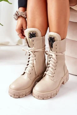 Ocieplane Workery Z Kamieniami Beżowe Hadley