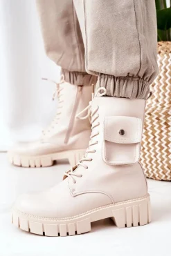 Ocieplane Workery Z Kieszenią Beżowe Awesome