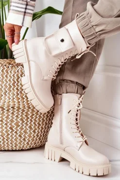 Ocieplane Workery Z Kieszenią Beżowe Awesome