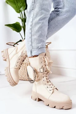 Ocieplane Workery Z Nerką Beżowe Look At Me