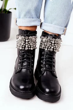 Ocieplane Workery Z Perełkami Czarne Now Or Never