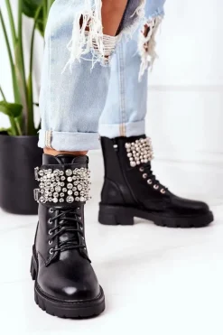 Ocieplane Workery Z Perełkami Czarne Now Or Never