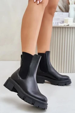 Ocieplane Wsuwane Botki Sztyblety Z Eko Skóry Big Star MM274071 Czarne