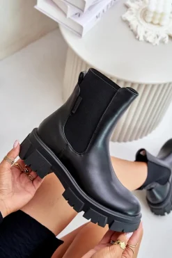 Ocieplane Wsuwane Botki Sztyblety Z Eko Skóry Big Star MM274071 Czarne