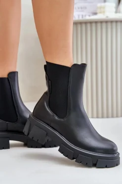 Ocieplane Wsuwane Botki Sztyblety Z Eko Skóry Big Star MM274071 Czarne