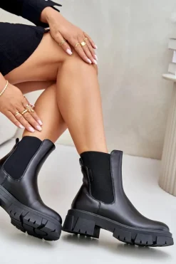 Ocieplane Wsuwane Botki Sztyblety Z Eko Skóry Big Star MM274071 Czarne