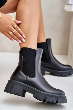 Ocieplane Wsuwane Botki Sztyblety Z Eko Skóry Big Star MM274071 Czarne