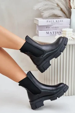 Ocieplane Wsuwane Botki Sztyblety Z Eko Skóry Big Star MM274071 Czarne