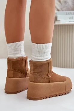 Ocieplane Zamszowe Śniegowce Na Platformie Big Star OO274A212 Brązowe