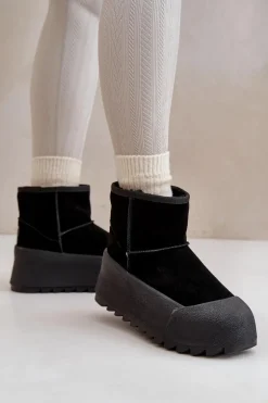 Ocieplane Zamszowe Śniegowce Na Platformie Big Star OO274A213 Czarne
