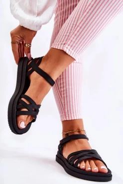 Pachnące Damskie Sandały Na Rzep ZAXY JJ285068 Czarne