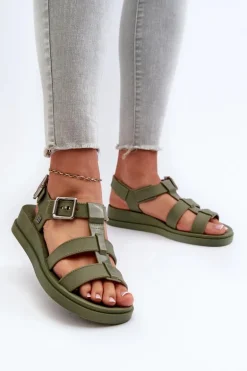 Pachnące Gładkie Sandały Damskie ZAXY NN285005 Zielone