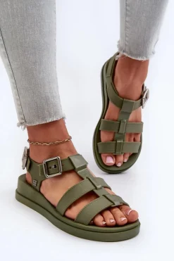 Pachnące Gładkie Sandały Damskie ZAXY NN285005 Zielone