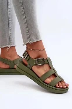 Pachnące Gładkie Sandały Damskie ZAXY NN285005 Zielone