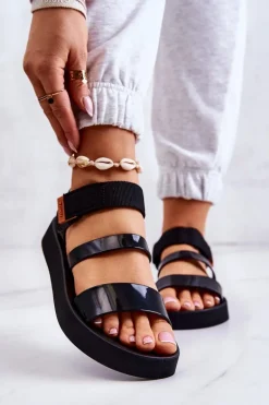 Pachnące Gumowe Sandały Na Rzep ZAXY HH285285 Czarne