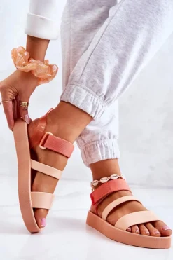 Pachnące Gumowe Sandały Na Rzep ZAXY HH285288 Pomarańczowe