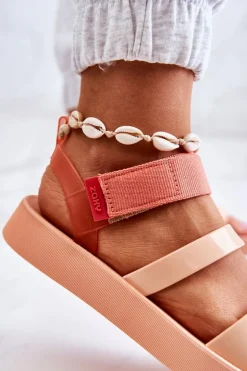 Pachnące Gumowe Sandały Na Rzep ZAXY HH285288 Pomarańczowe