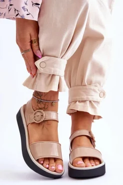 Pachnące Hipoalergiczne Sandały ZAXY JJ285240 Beżowo-Czarne