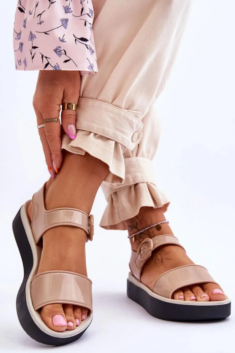 Pachnące Hipoalergiczne Sandały ZAXY JJ285240 Beżowo-Czarne