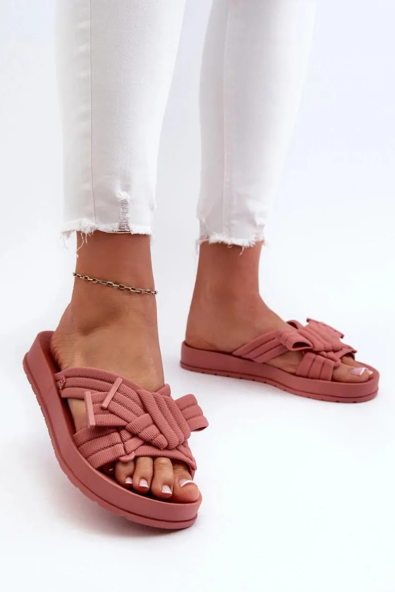 Pachnące Klapki Damskie Na Płaskiej Podeszwie ZAXY LL285097 Brudny Róż